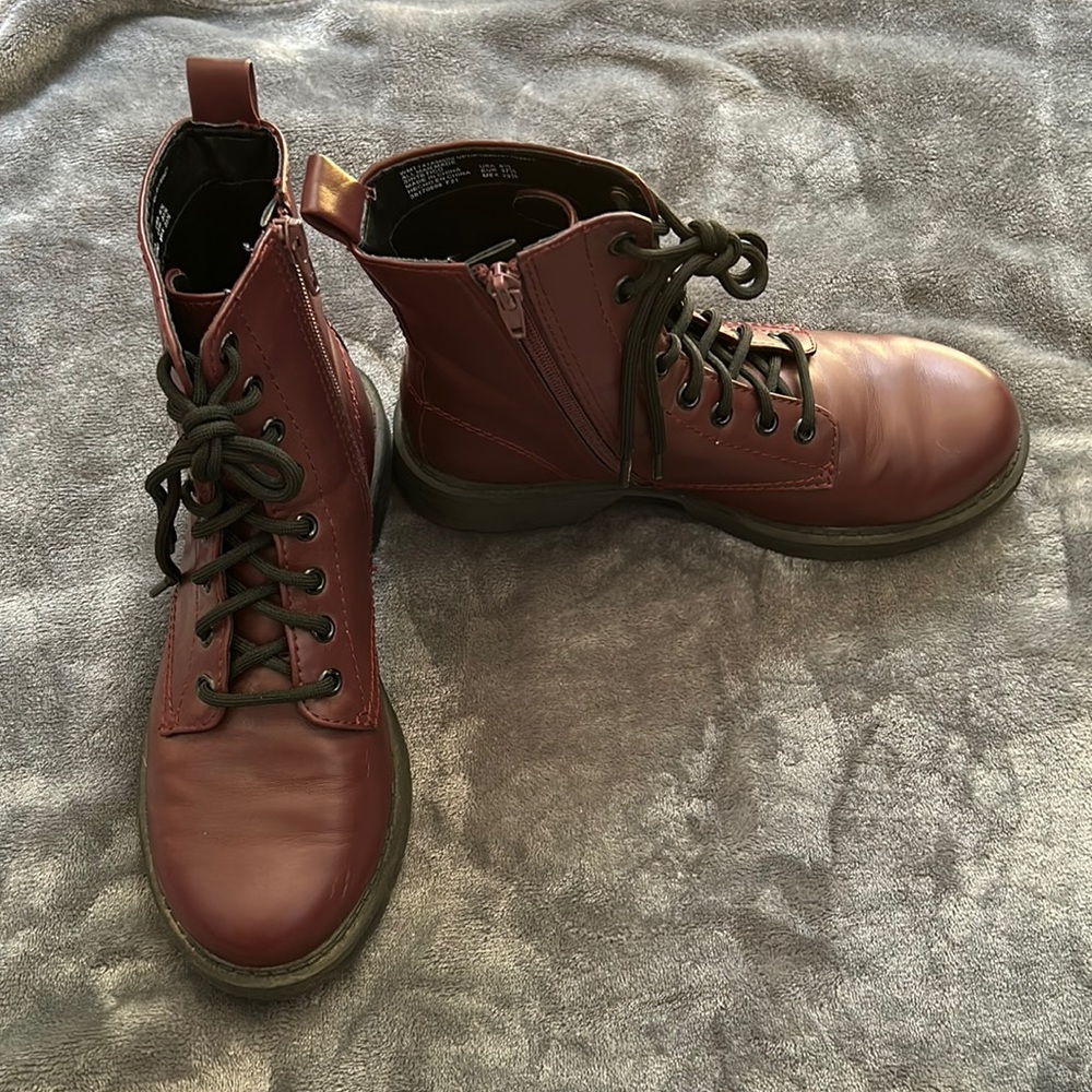 Burgundy combat boots